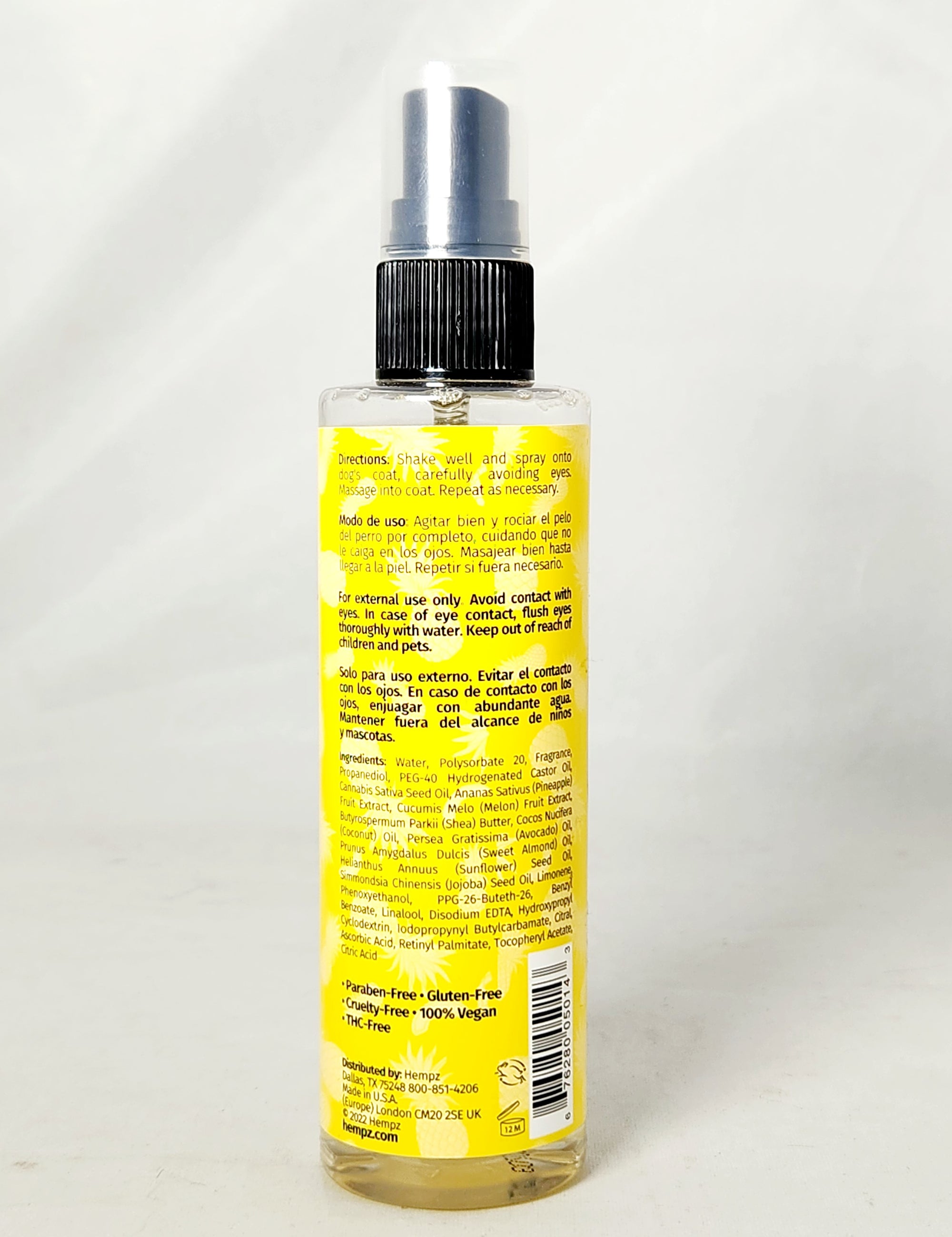 Hempz Petz Sweet Pineapple Honey Melon Pet Deodorizing Cologne Hydrating Mist