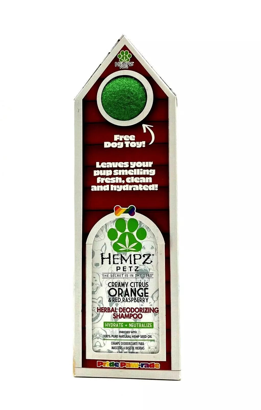 Hempz® Creamy Citrus Orange & Red Raspberry Deodorizing Dog Shampoo w/ Tennis Ball!